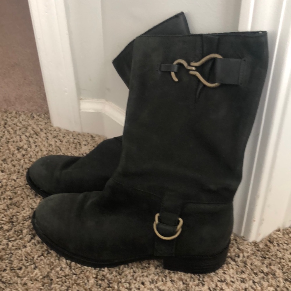 Cole Hann leather boots with side buckles